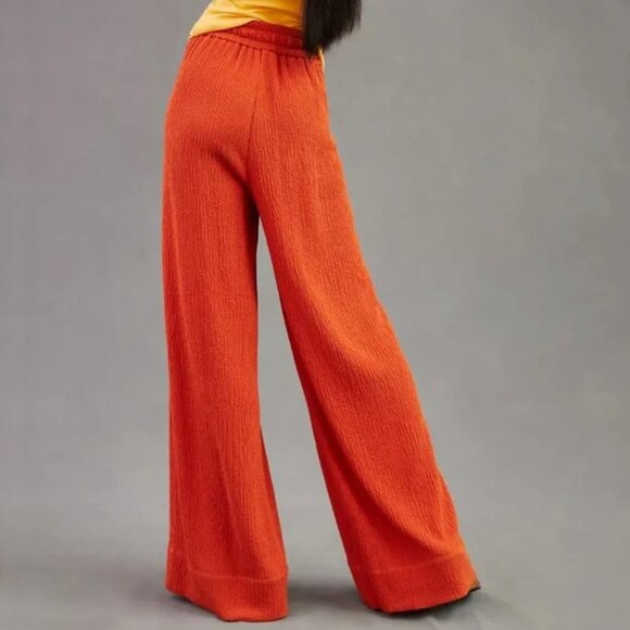 Essentiel Antwerp Crinkle Crepe Wide Leg Pants Summer Spring Sz 10 - Picture 4 of 14